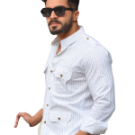 White-Dotted Hunting Style Shirt | Premium Men's Sportswear | Classic Outdoor Design | Comfortable Cotton Fabric | Size 36-44